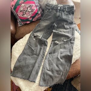 Pacsun Distressed Gray Wide-Leg Jeans